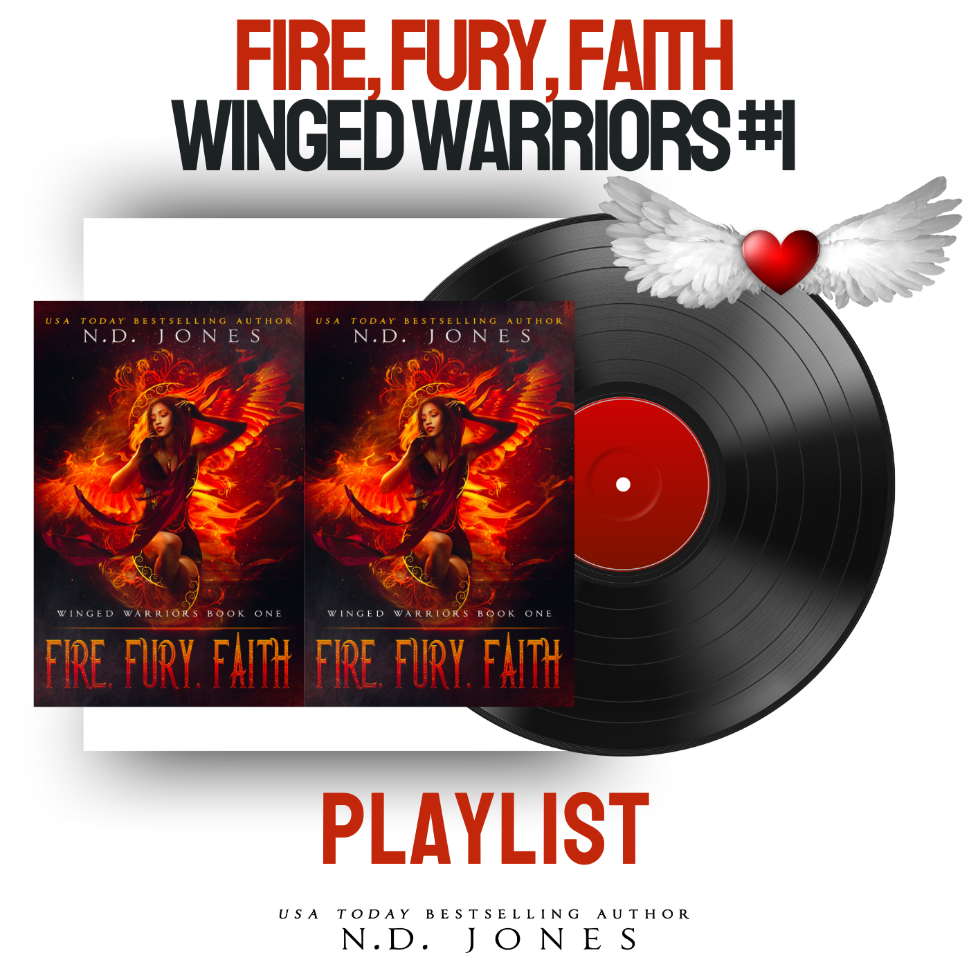 Fire, Fury, Faith by African American author N.D. Jones, a Black fantasy romance about angels, destiny, and the dangerous cost of desire.