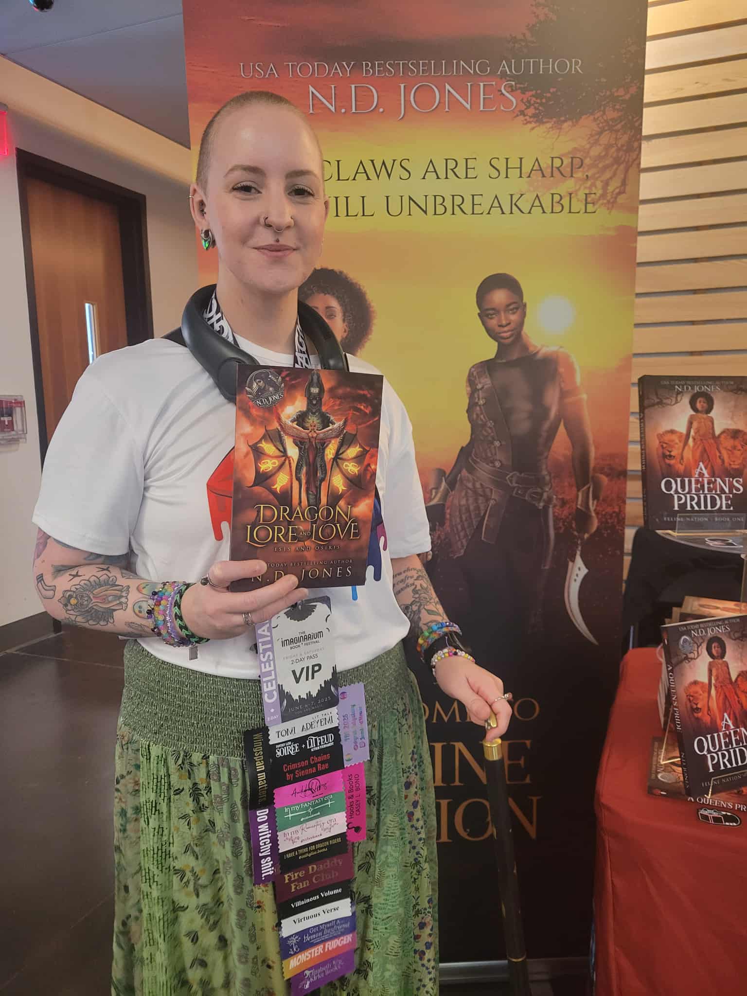 Reader enjoying a novel by African American fantasy and romance author N.D. Jones.